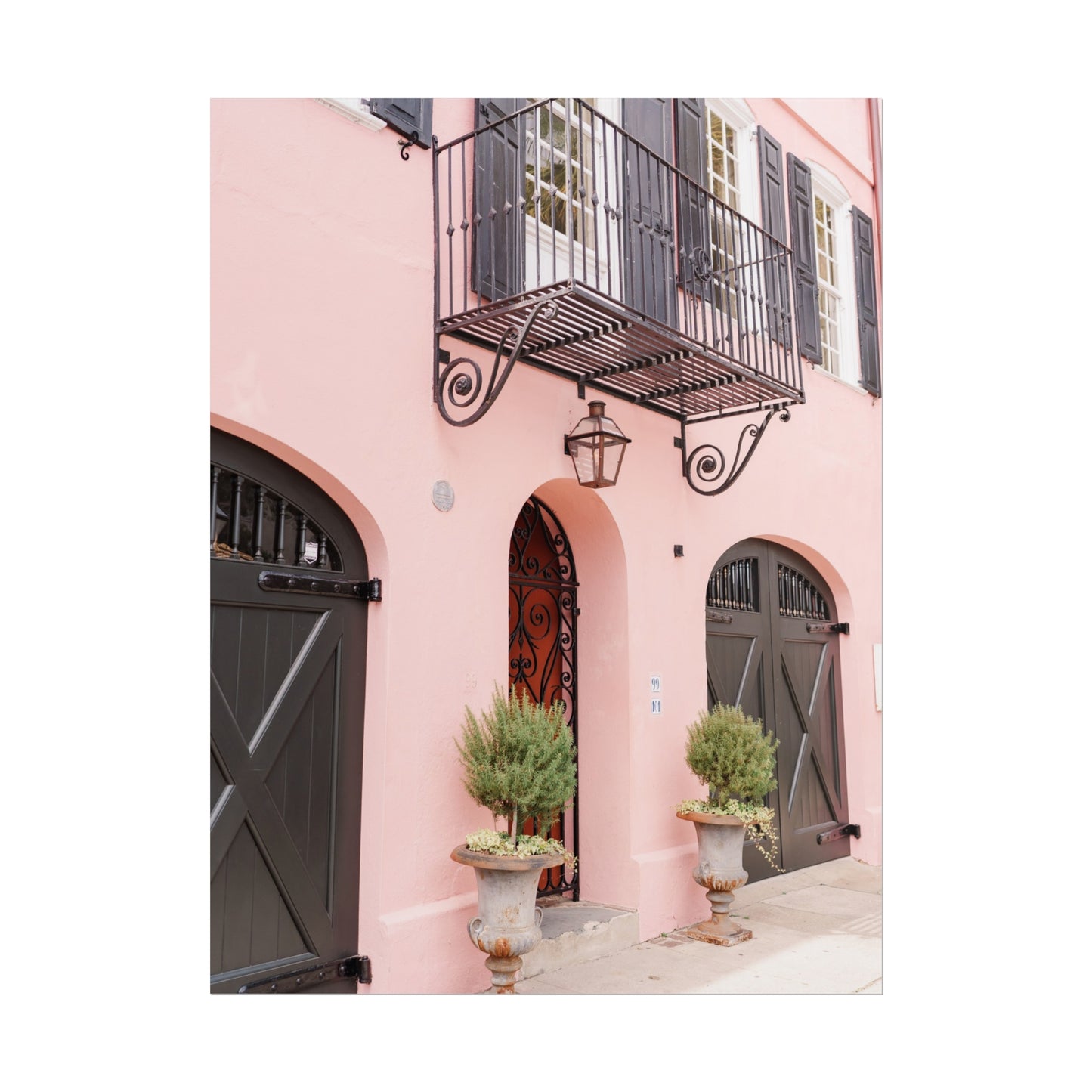 Charleston South Carolina Rainbow Row in Pink - Unframed Print