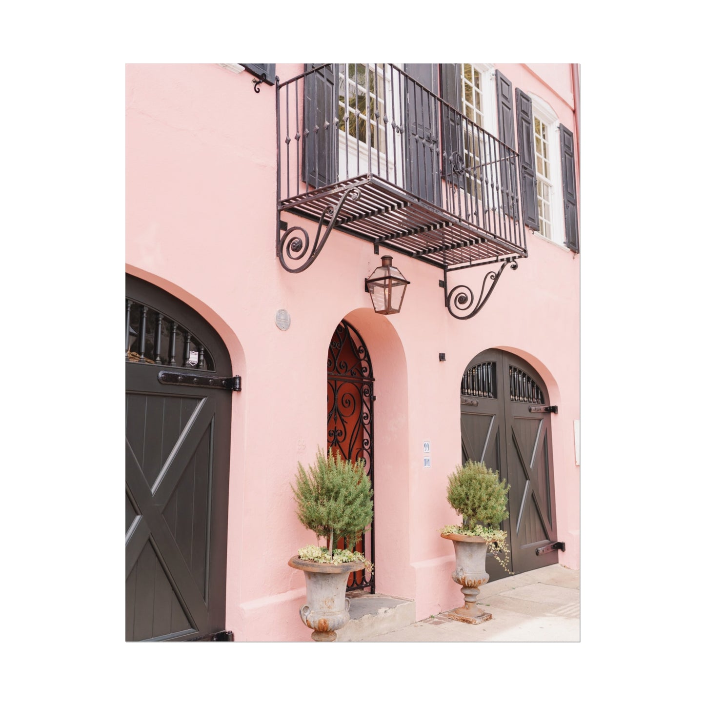 Charleston South Carolina Rainbow Row in Pink - Unframed Print