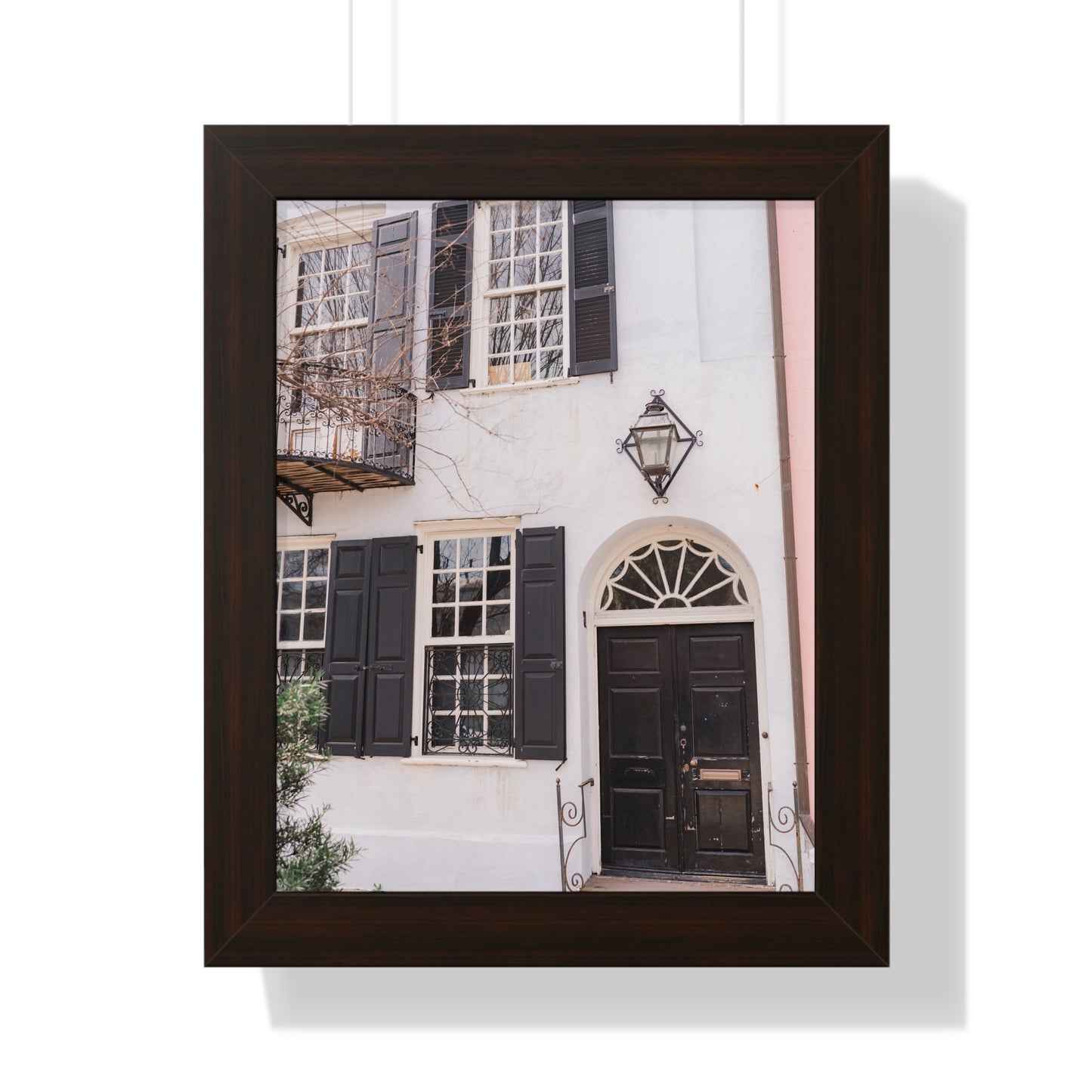 Charleston's Rainbow Row in Blue - Framed Print