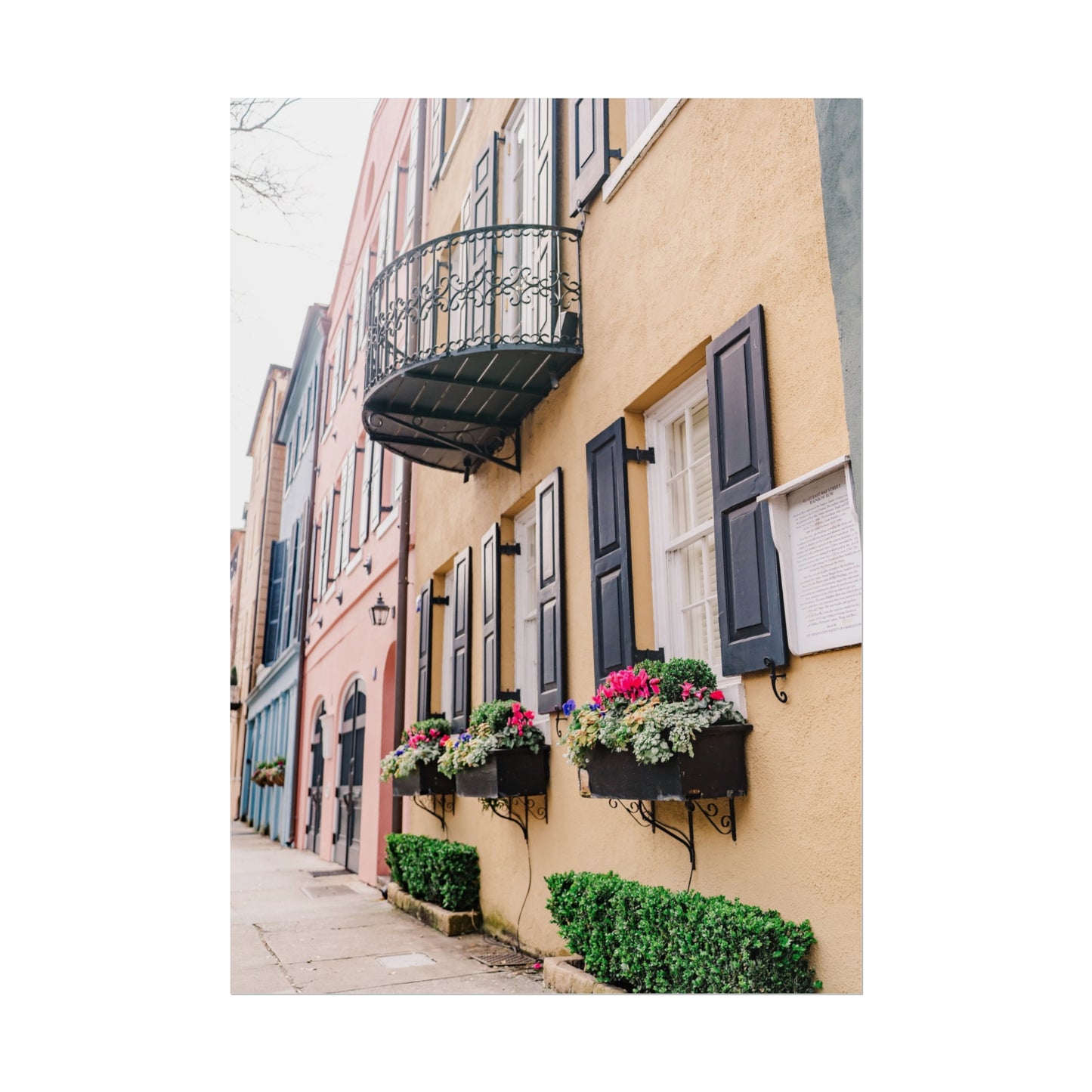 Charleston South Carolina Rainbow Row in Yellow - Unframed Print