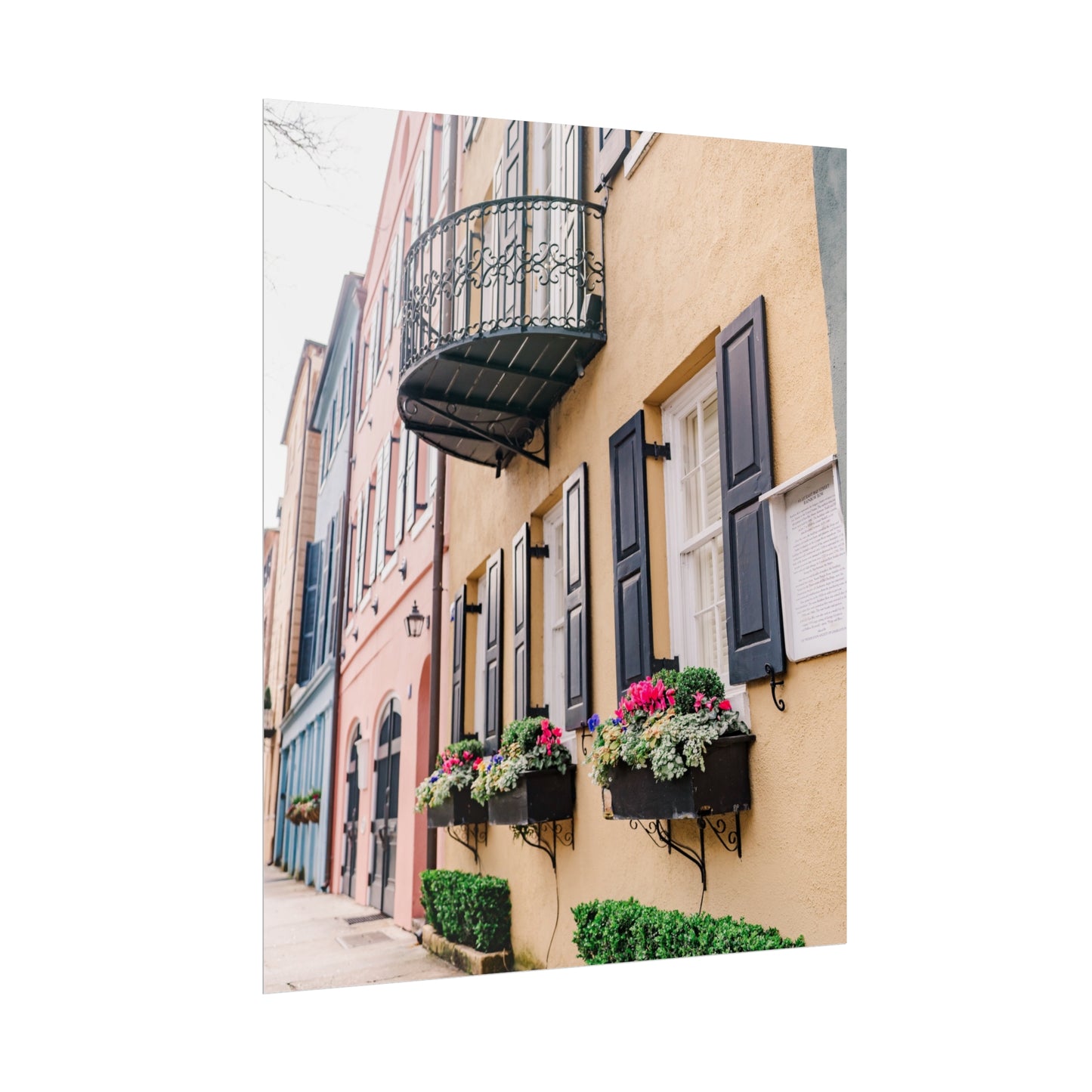 Charleston South Carolina Rainbow Row in Yellow - Unframed Print