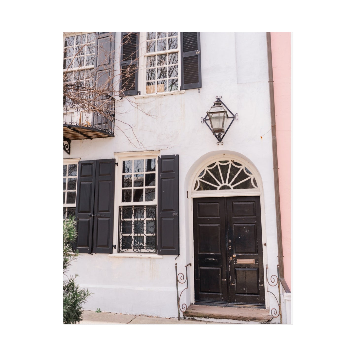 Copy of Charleston South Carolina Rainbow Row in Blue - Unframed Print