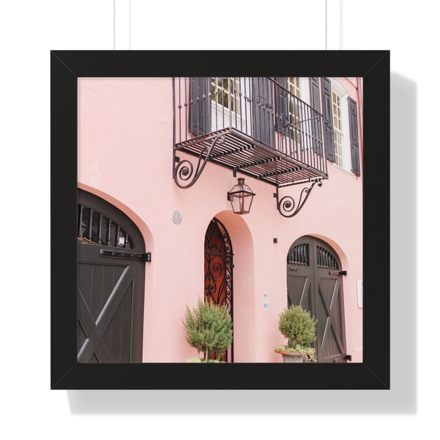 Charleston's Rainbow Row in Pink - Framed Print