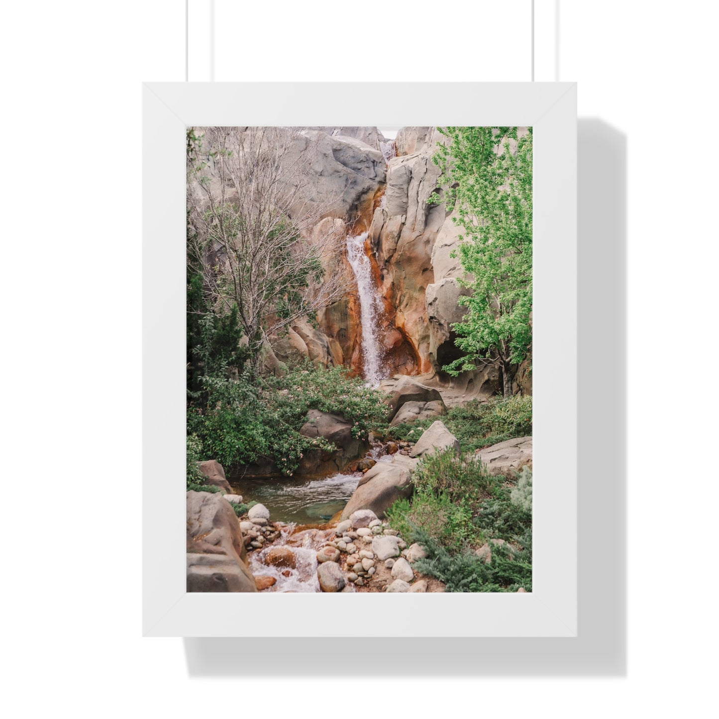 French Waterfall near Castle - Framed Print