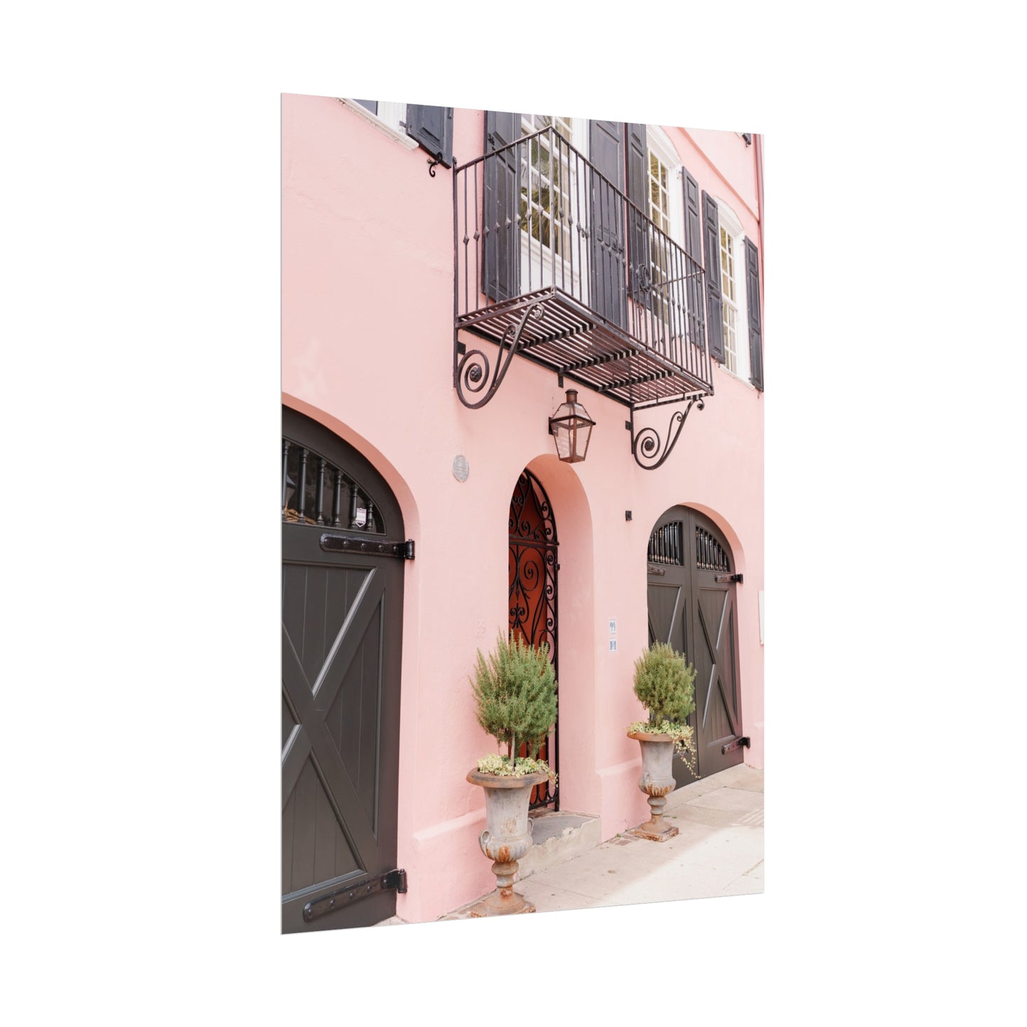 Charleston South Carolina Rainbow Row in Pink - Unframed Print