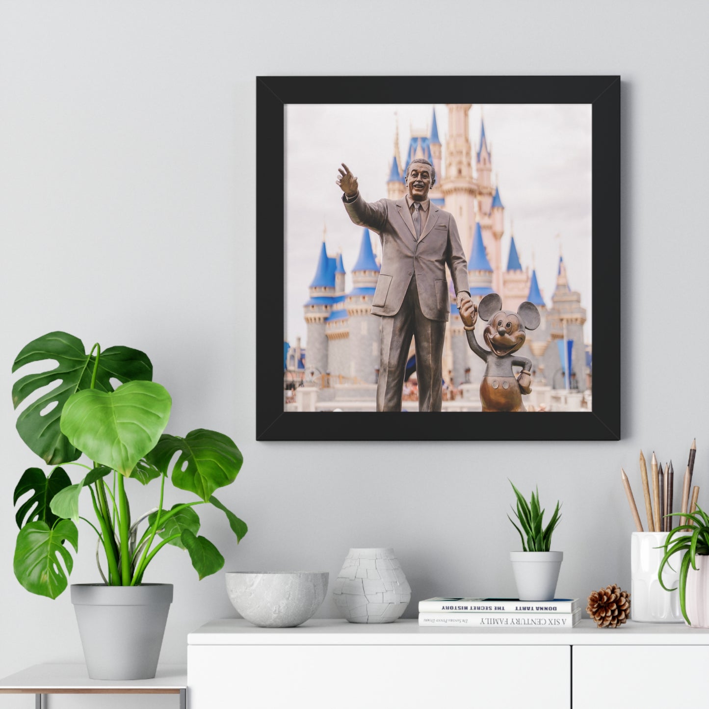 Realistic Man & Mouse - Framed Print