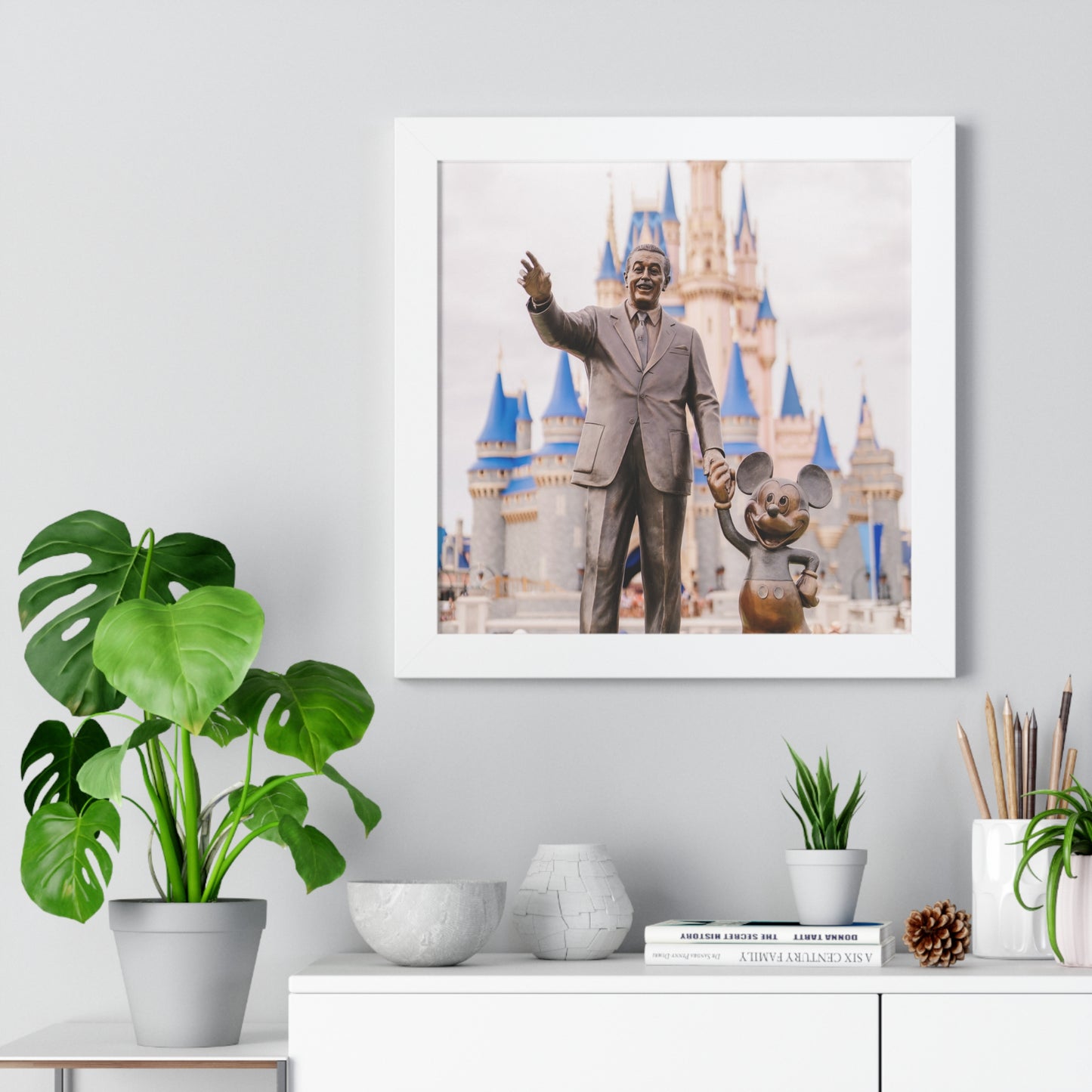 Realistic Man & Mouse - Framed Print