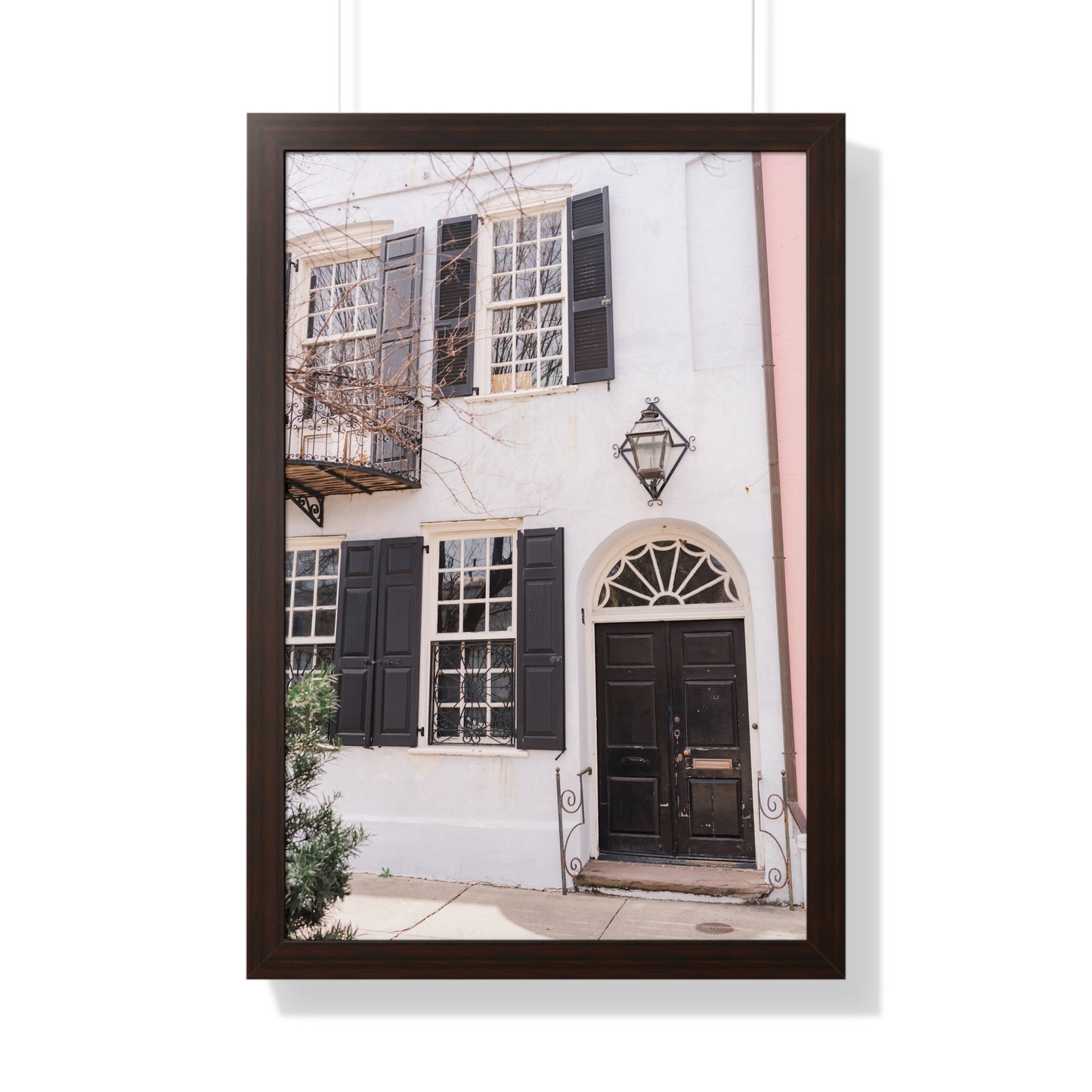 Charleston's Rainbow Row in Blue - Framed Print