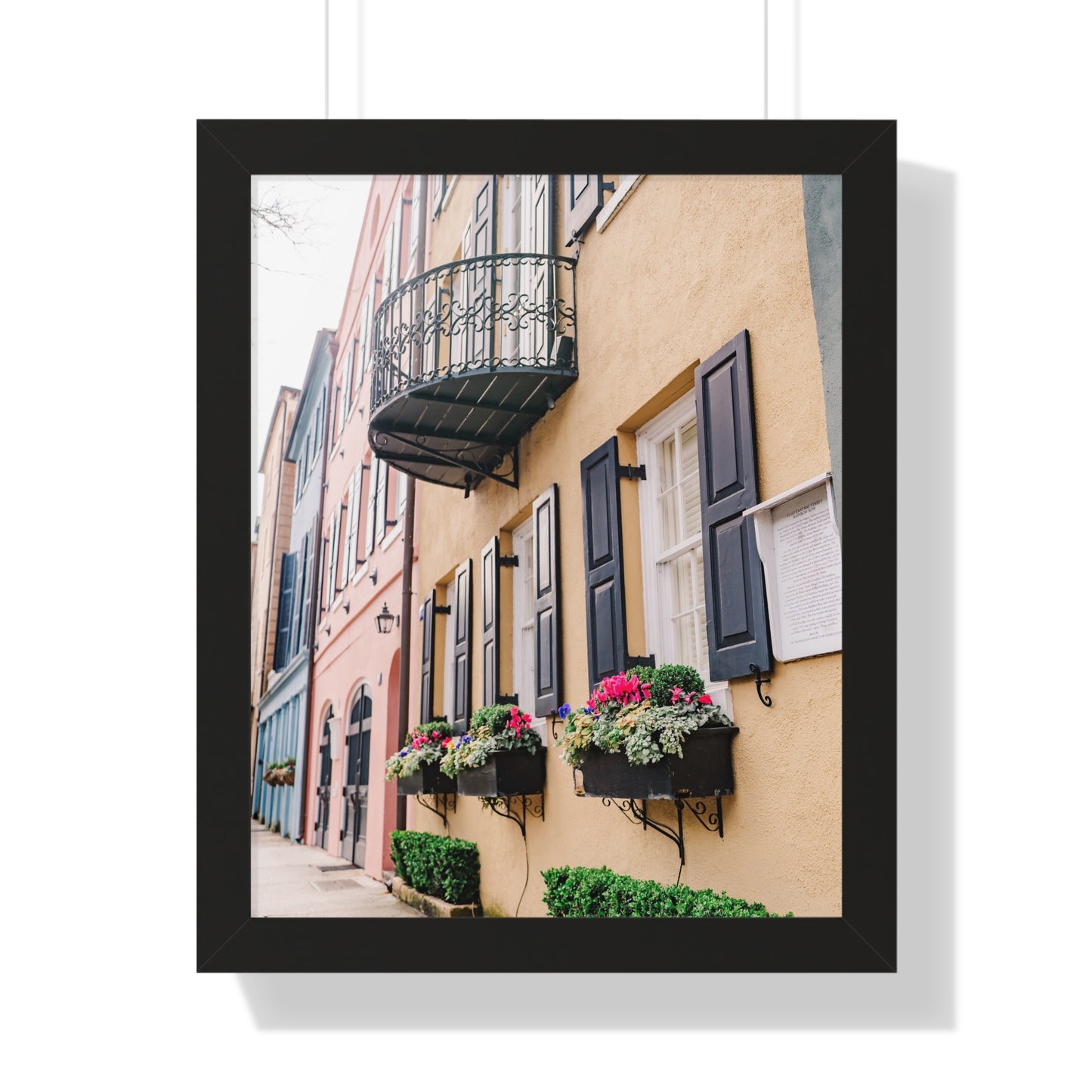 Charleston's Rainbow Row in Yellow - Framed Print