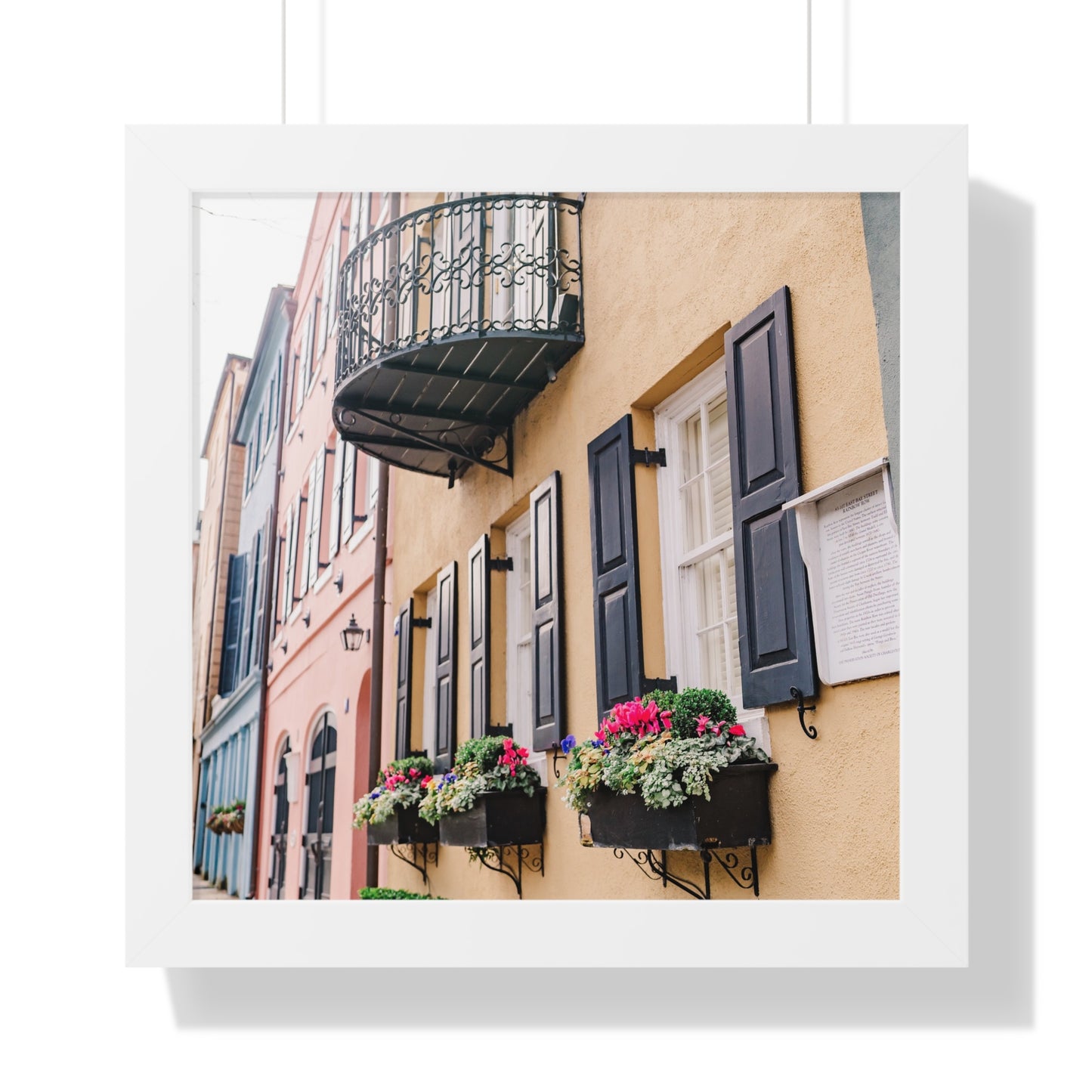 Charleston's Rainbow Row in Yellow - Framed Print