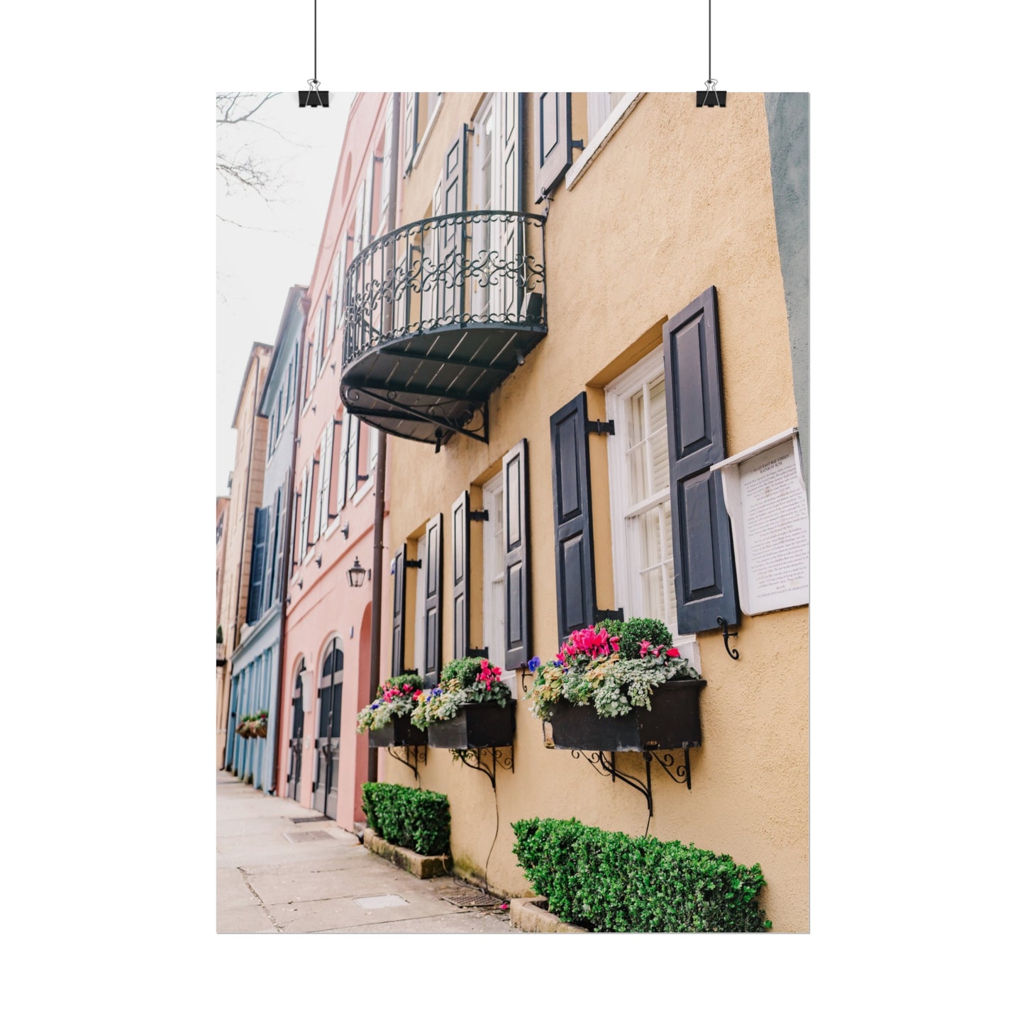 Charleston South Carolina Rainbow Row in Yellow - Unframed Print