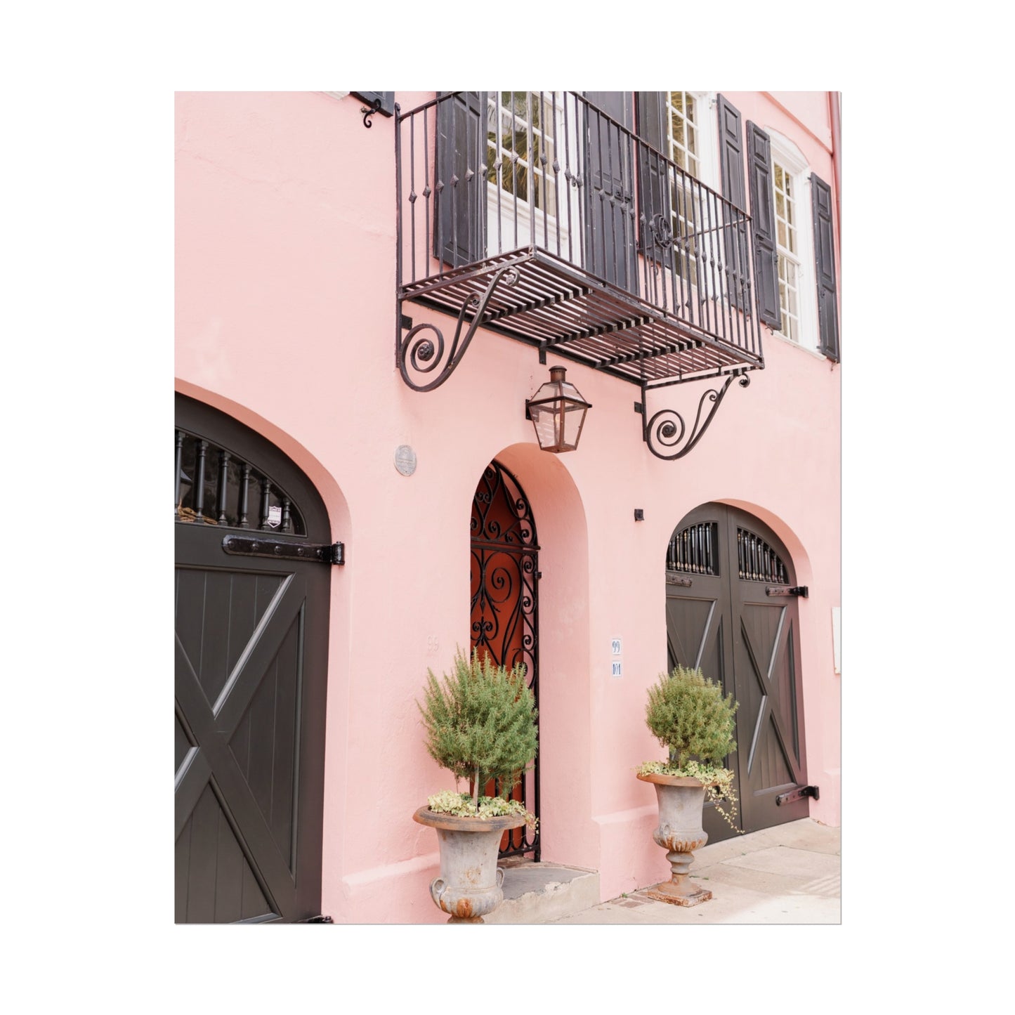 Charleston South Carolina Rainbow Row in Pink - Unframed Print