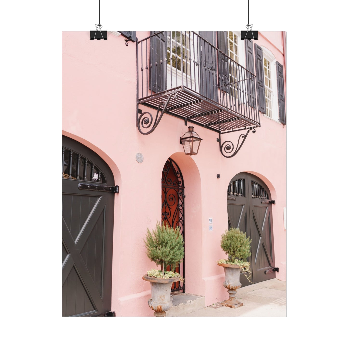 Charleston South Carolina Rainbow Row in Pink - Unframed Print