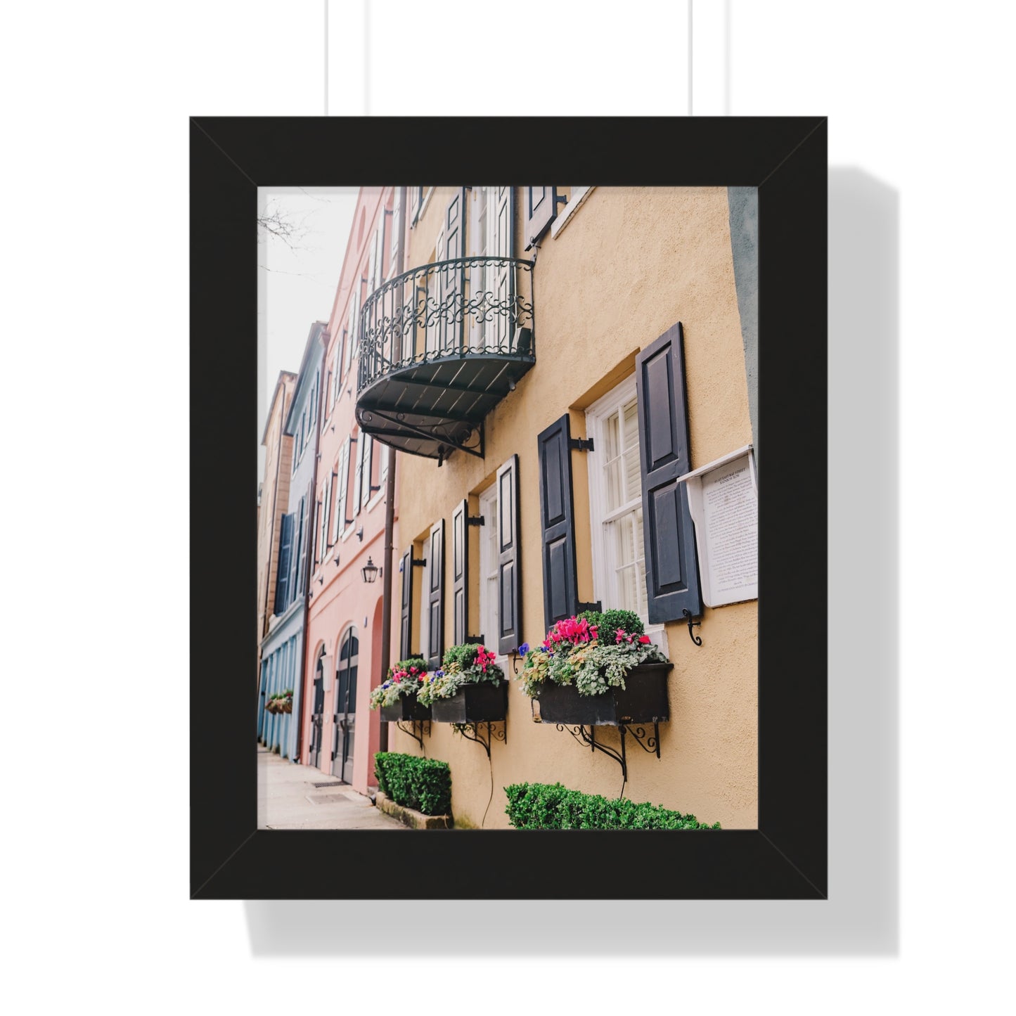 Charleston's Rainbow Row in Yellow - Framed Print