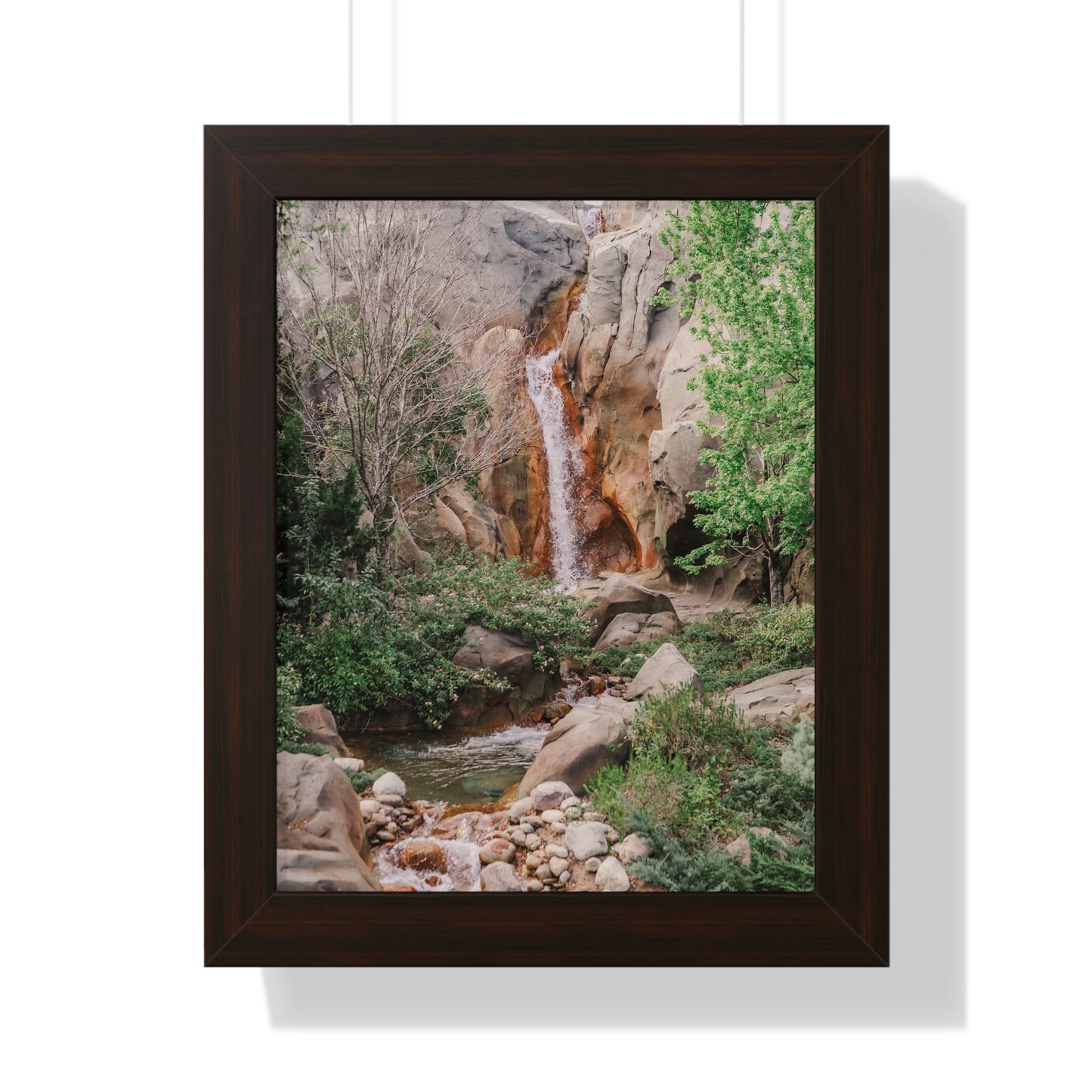 French Waterfall near Castle - Framed Print