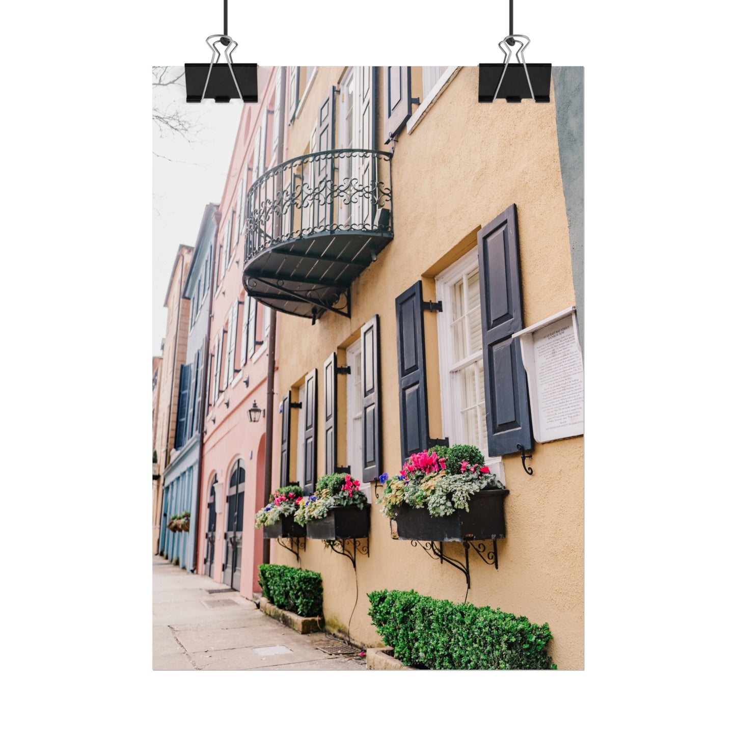 Charleston South Carolina Rainbow Row in Yellow - Unframed Print