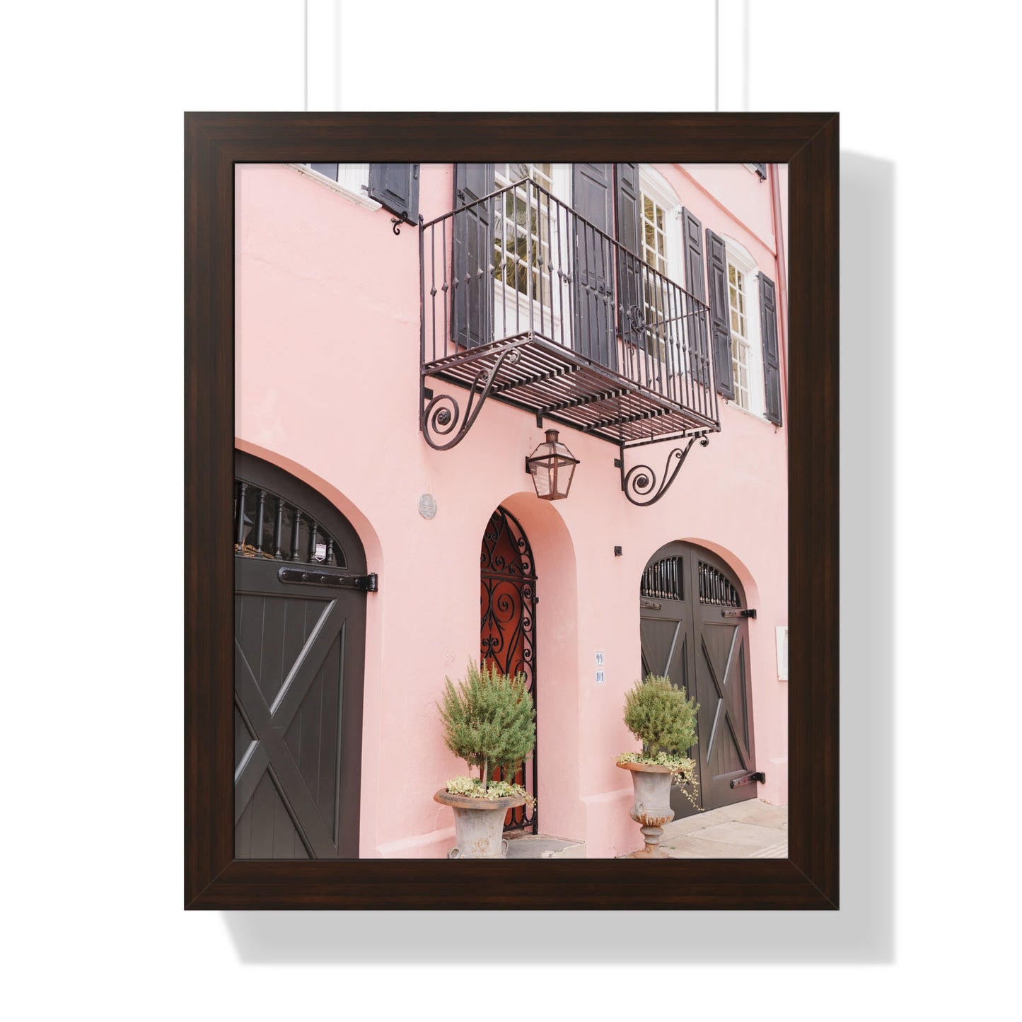 Charleston's Rainbow Row in Pink - Framed Print