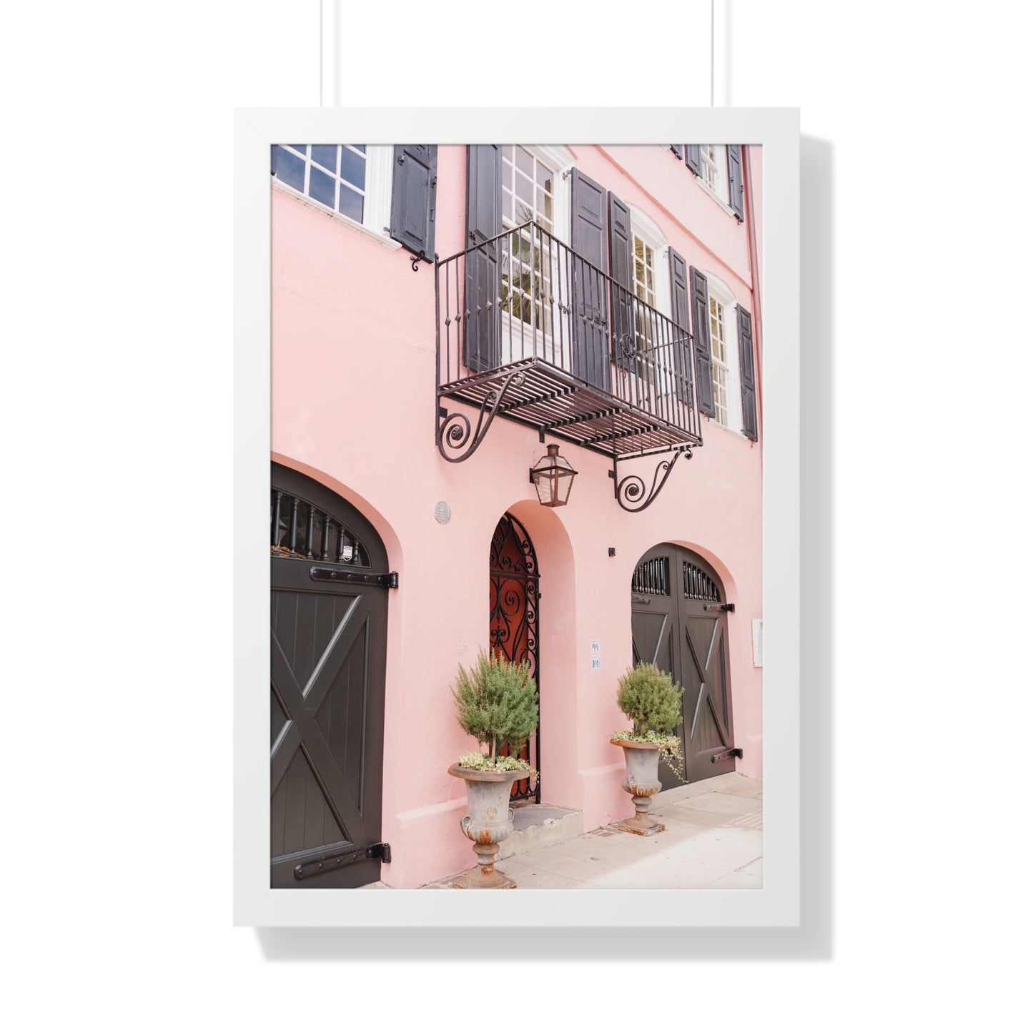 Charleston's Rainbow Row in Pink - Framed Print