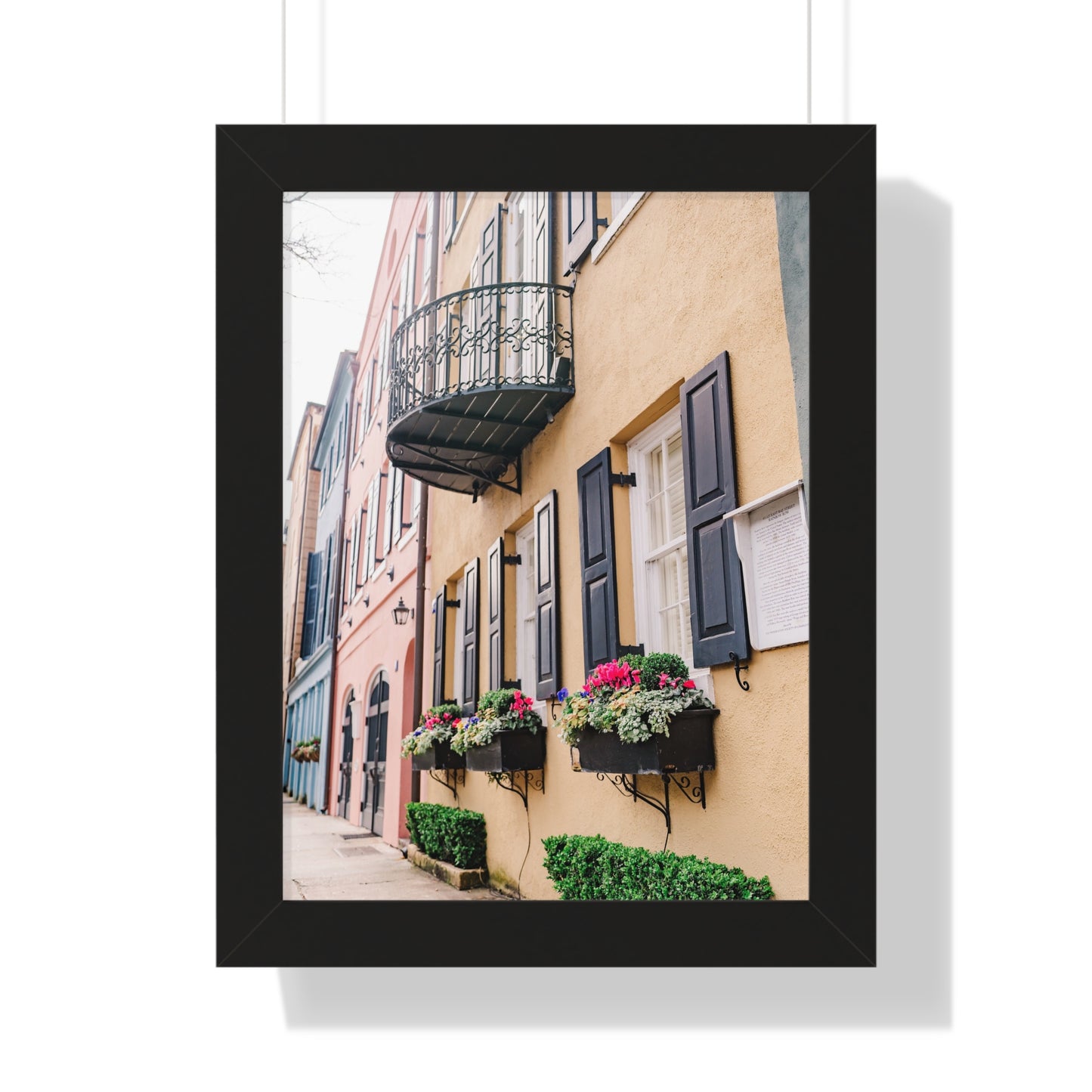 Charleston's Rainbow Row in Yellow - Framed Print