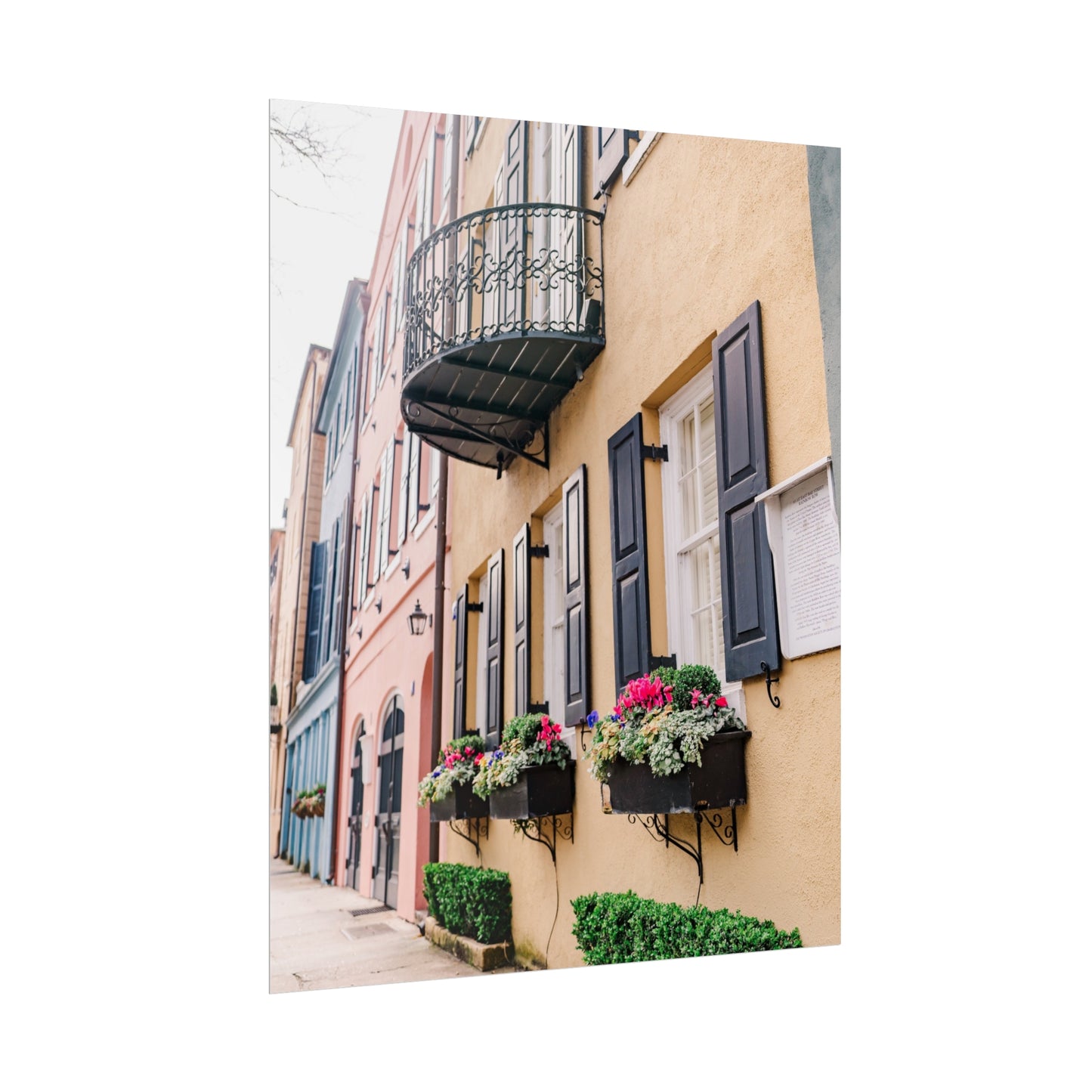 Charleston South Carolina Rainbow Row in Yellow - Unframed Print