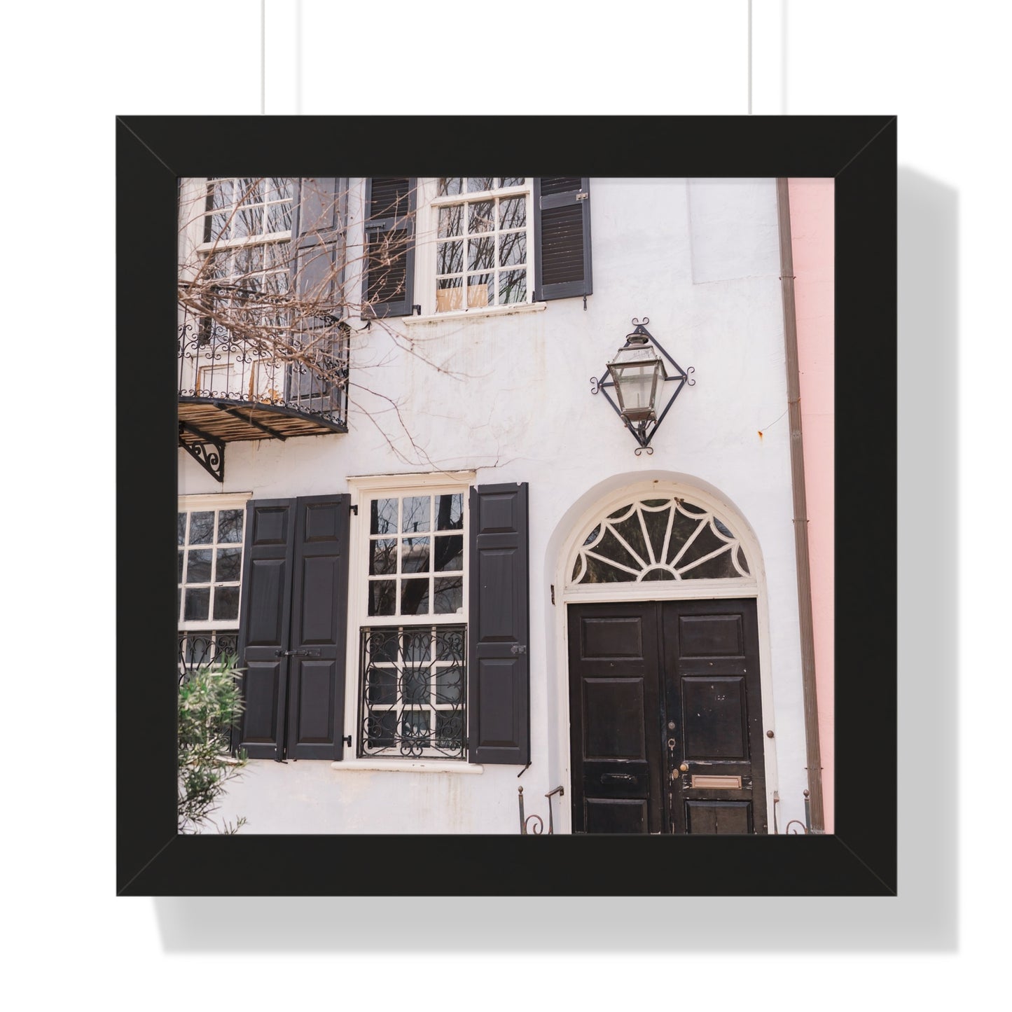 Charleston's Rainbow Row in Blue - Framed Print