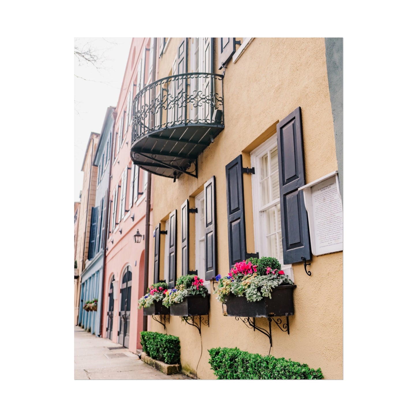 Charleston South Carolina Rainbow Row in Yellow - Unframed Print