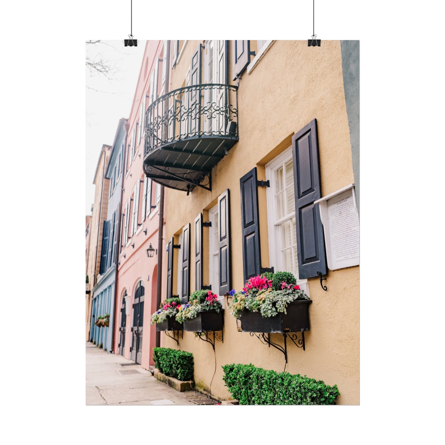 Charleston South Carolina Rainbow Row in Yellow - Unframed Print