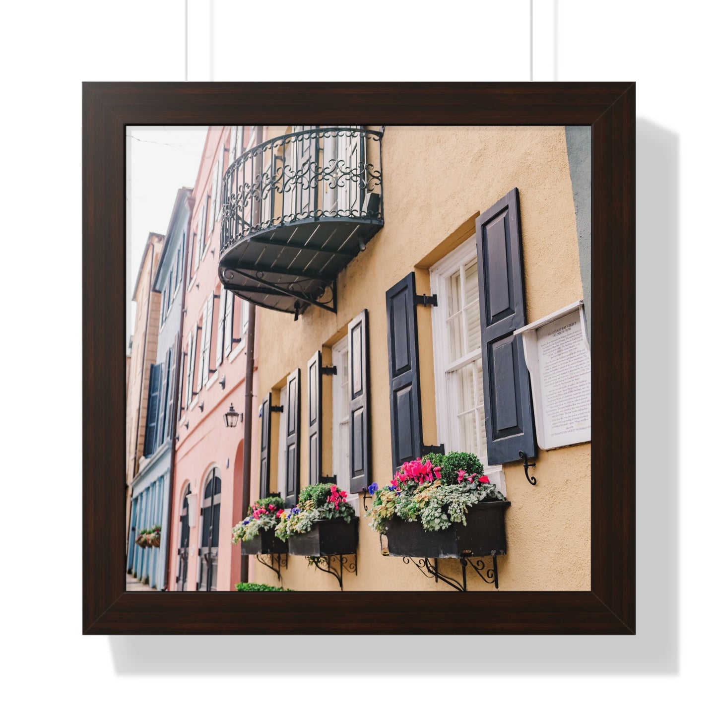 Charleston's Rainbow Row in Yellow - Framed Print